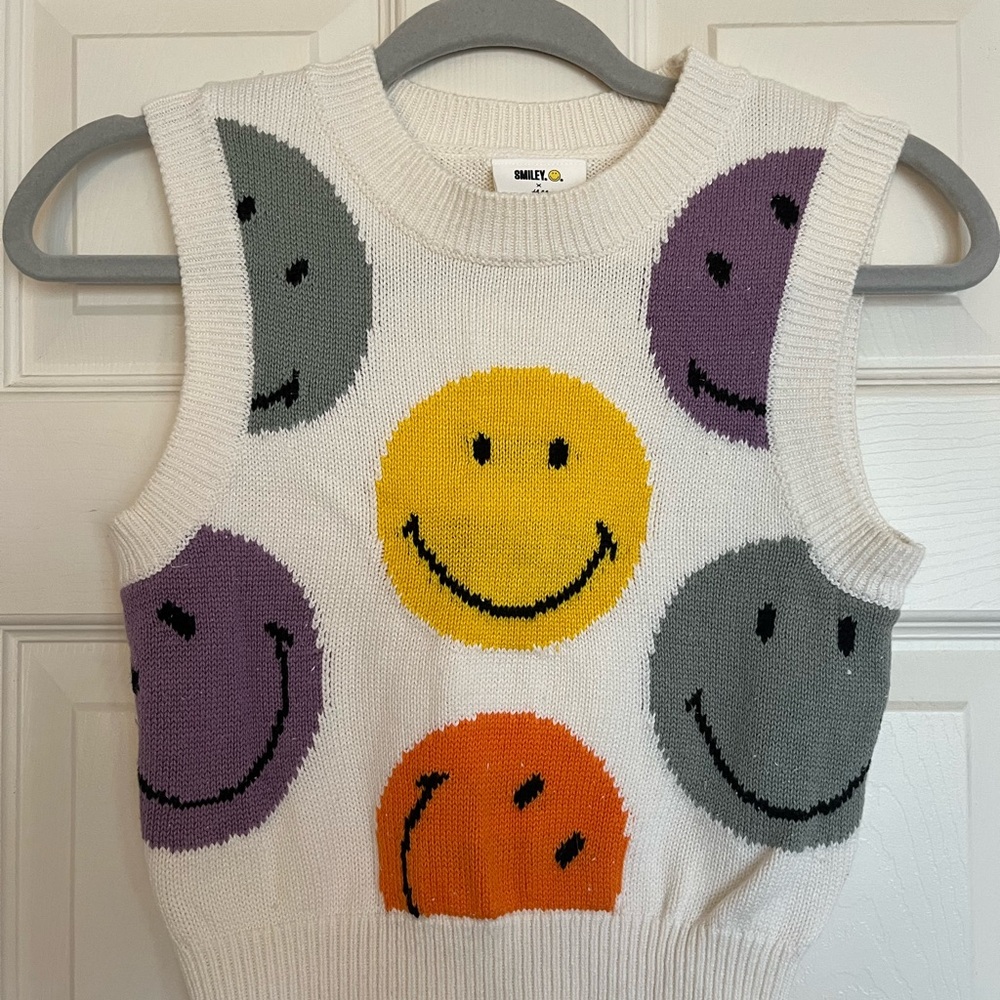 Smiley Face Knit Sweater Vest